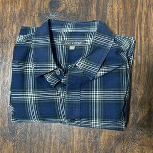 Blue/ Green striped flannel